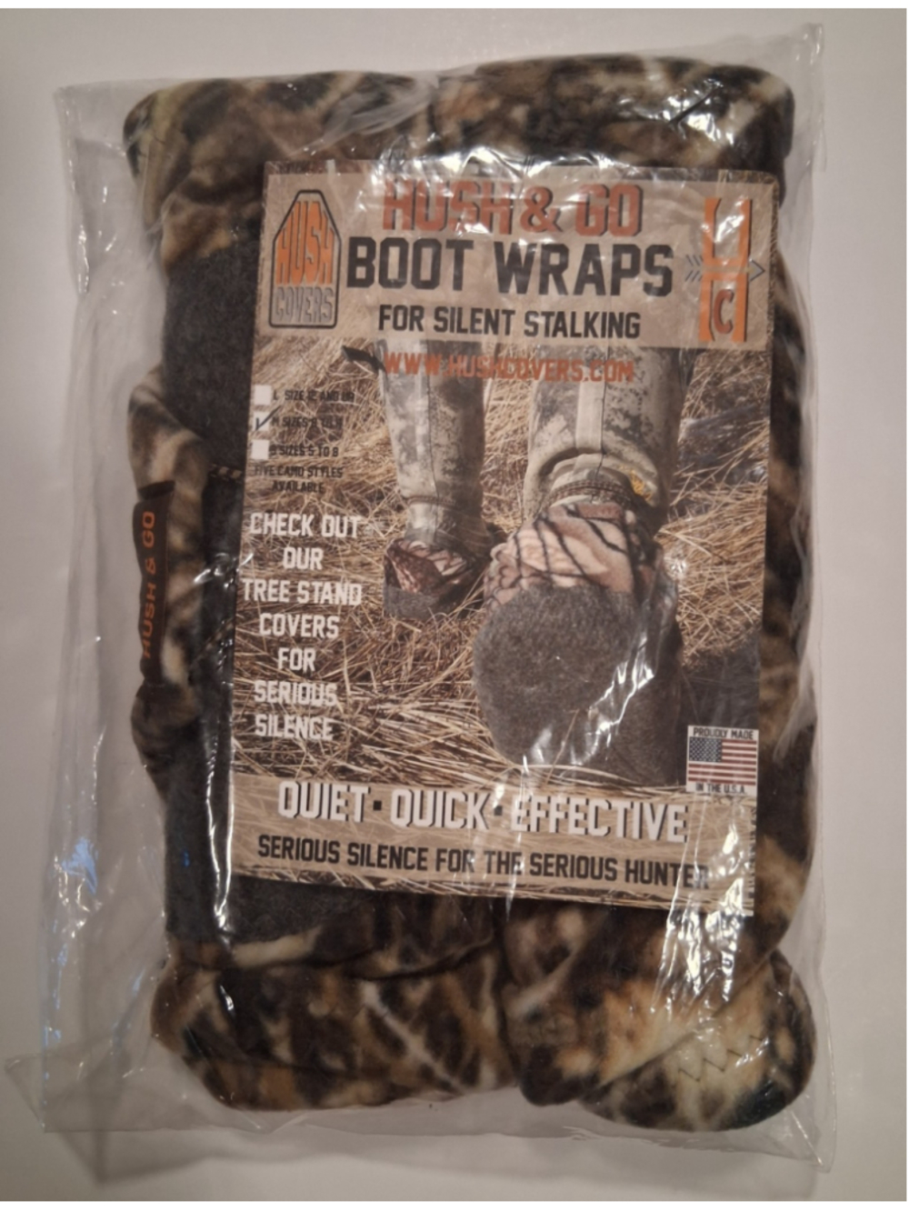 Hush & Co Boot Wrap Covers Size Medium 5-11 Hunting Camo Stealth Stalking NEW